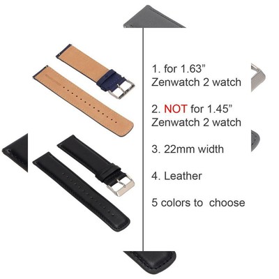 Set of 2 Replacement Leather Bands for ASUS ZenWatch 2 Smartwatch 1.63