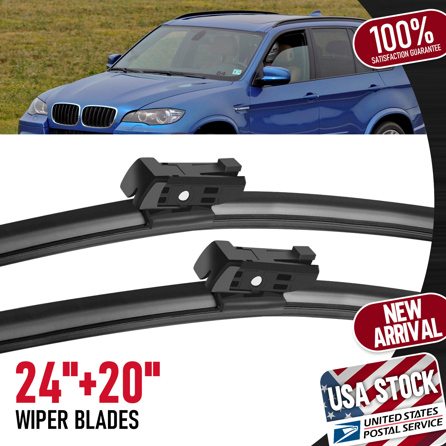 Chevy Buick VW Front Windshield Wiper Blades Set 24 and 20 Inch