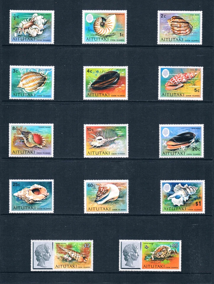 $49.85 Scott Value - 1974-75 AITUTAKI Seashells definitive Pacific CV MNH NH UMM - Image 3 of 4