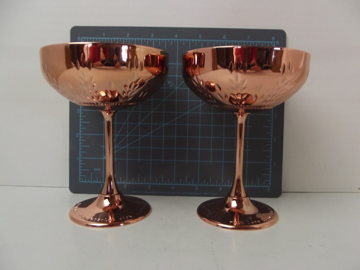 Absolut Elyx Martini Gin Copper Wheat Motif Coupe Goblet Lot of 2