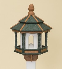 BIRD FEEDER  Amish Handmade Recycled Poly Hexagon  Green Cedar  White 5LB USA