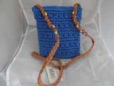 Brand New Over The Shoulder Handbag Woven Straw Like Spring Summer Holiday Blue