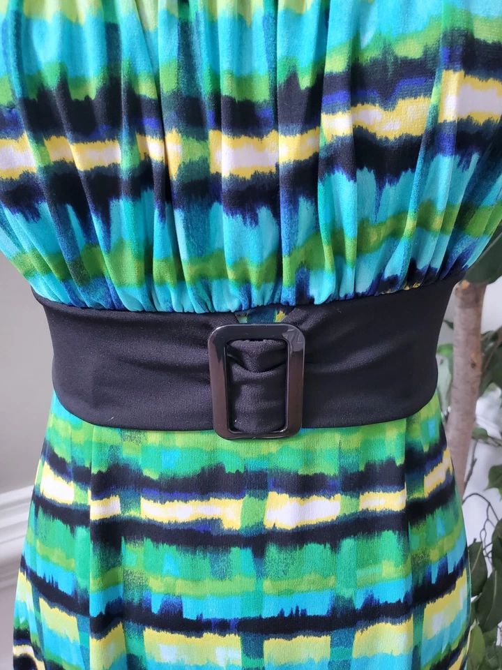 Iz Byer Women Multicolor Tie Dye Square Neck Sleeveless Belted Top Blouse Size M - Image 3 of 4