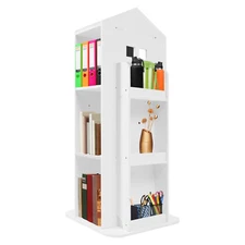 Kids Bookshelf, 360°Rotating Book Organizer, 4 Tiers Children's Castle Bookshelf