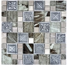 Mosaico IN Vetro Argento Bordura Rivestimento Specchio Piastrelle 88-0280_F 10