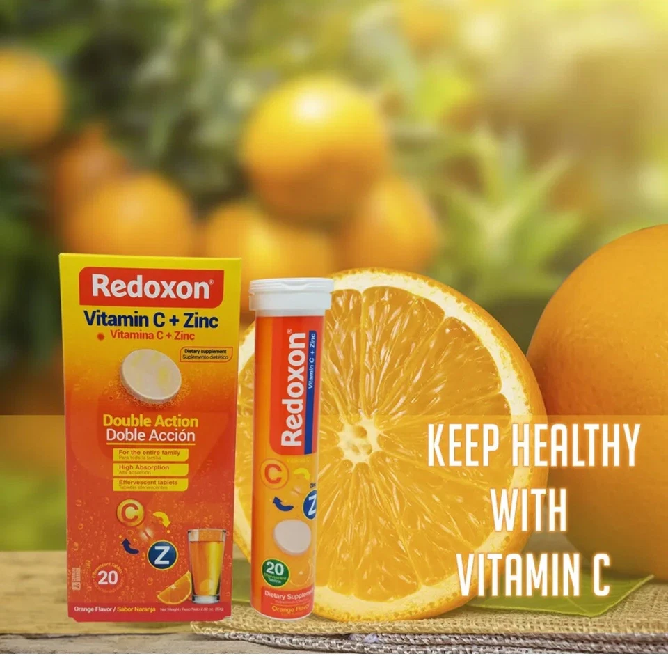 Pack de 6 Vitamina C Redoxon con Zinc Apoyo Inmune Naranja 20 X 6 Tabs Exp 2026 Foto 3 de 4