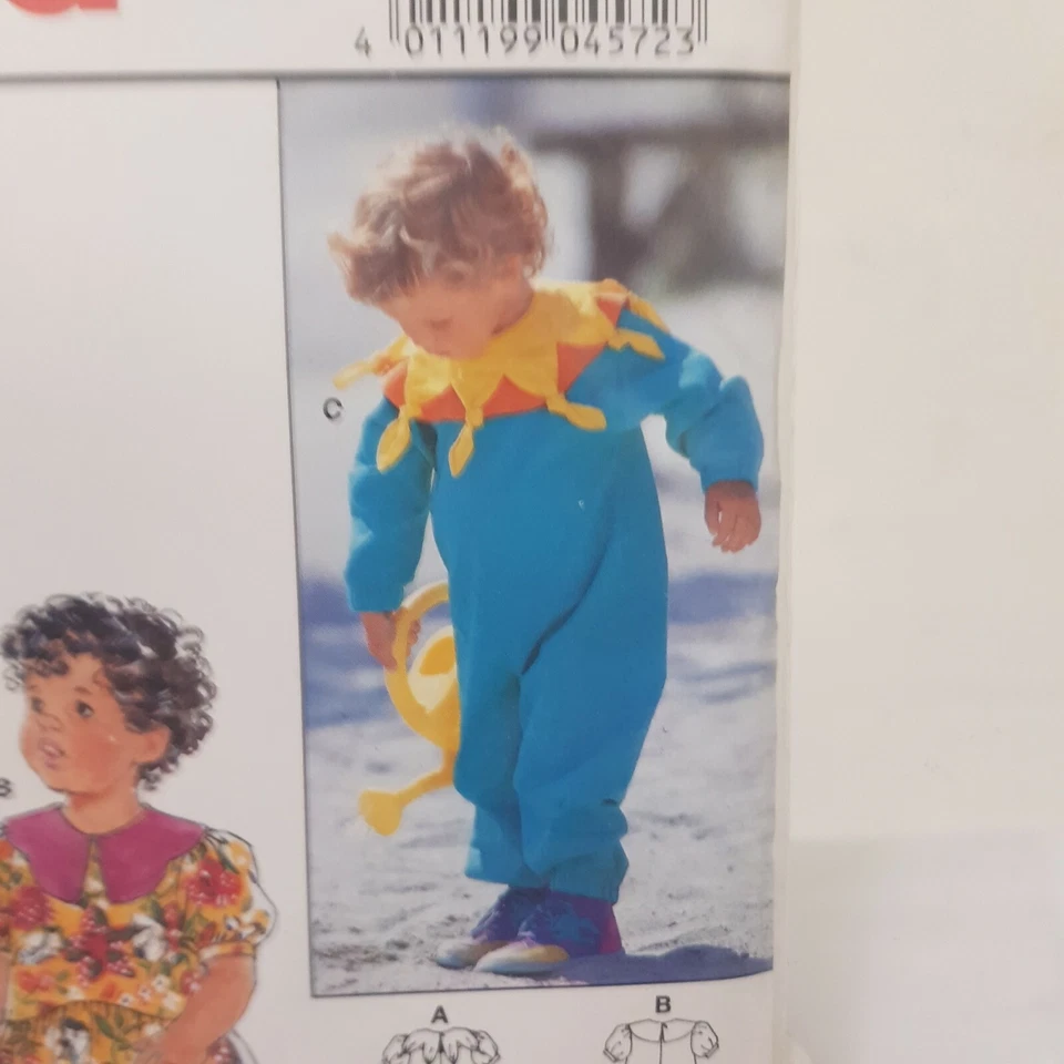 Burda Sewing Pattern 4572 NEW Uncut Toddler 12Mth - 4 Yrs Playsuit Dress Clown - Image 4 of 4