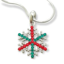 Snowflake Pendant Made With Swarovski Crystal Winter Multi Color Necklace Chain