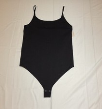 SO Juniors Large Black Bodysuit Scoop Neck Thong Adjustable Straps NWT