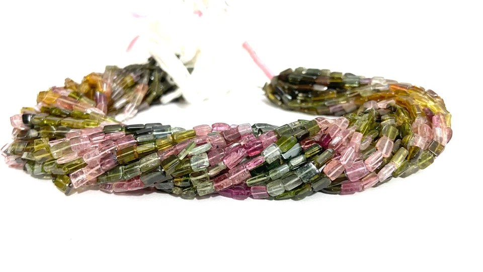 Natural Multi Tourmaline Smooth Square Shape Beads Tourmaline Wholesale beads - Image 2 of 4
