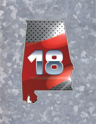 6'' Alabama Crimson Tide 18 State Outline Decal Sticker National Champs 2021 Bama