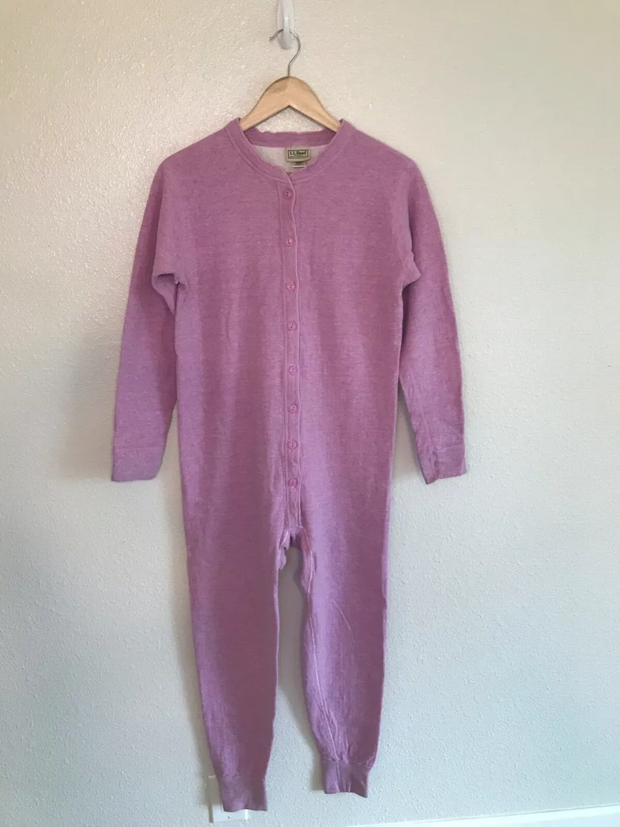 Women’s LL Bean two layer union suit, long Johns, jumper wool/cotton, lilac, S