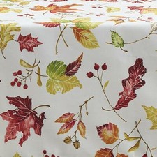 Printed Linen Tablecloth 70" Round 4-6 people FALL, AUTUMN, LEAVES OF CHANGE,BM