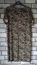 Ladies Tiger Print T,shirt Dress Black Orange Size 14
