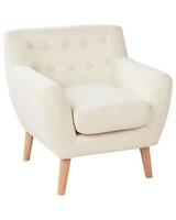 Sessel Mit Armlehnen Stoff Hellbeige Knopfheftung Holzgestell Retro-Stil Motala