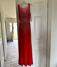 prom gown size 2, long gown, coral color, beaded, great condition,