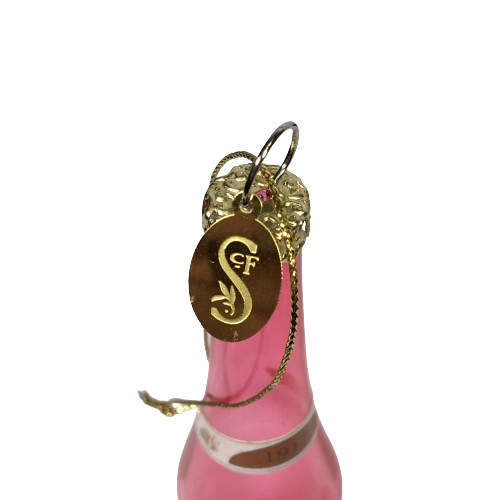 Old World Red Wine Bottle 1917 Merlot Glass Christmas Holiday Ornament