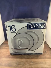 Dansk Leano Blue 16 Piece Dishware Set 4 place Dinner Salad Plates Mugs Bowls