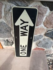 Vtg ONE WAY Metal-Double Sided Arrow Authentic Sign-Right/Left 12  x36  NICE