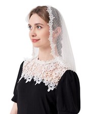 YuRongsxtLace Chapel Veil Latin Headcovering women for Church Lace Veil with ...