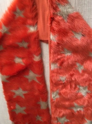 NEU Esprit Damen Schal Plüsch Webpelz Mega XL Orange Gold Kuschelig Ausgefallen