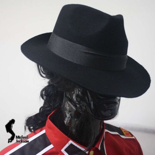 MJ Michael Jackson Black Wool Fedora 