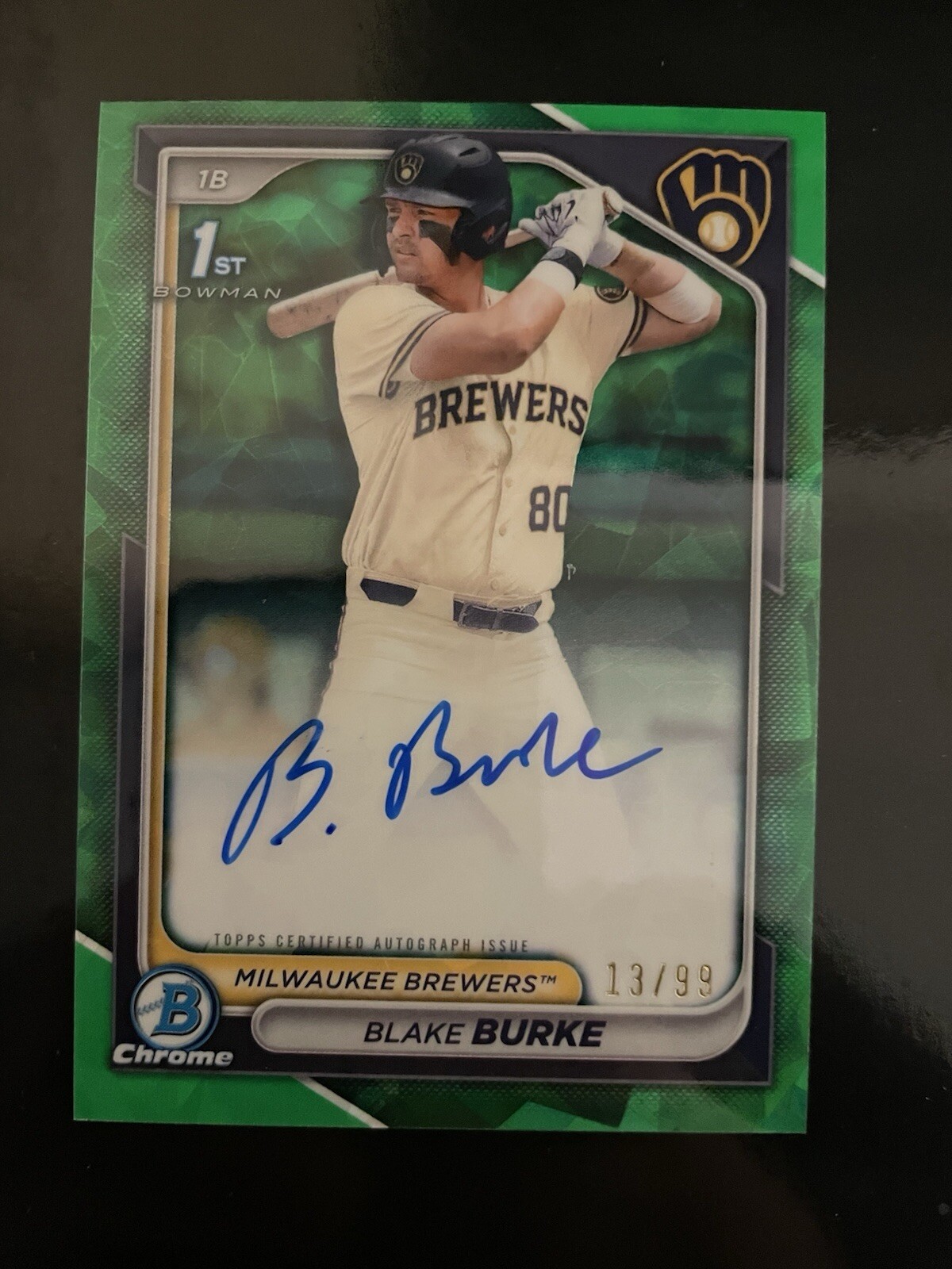 Blake Burke 2024 Bowman Draft Sapphire 1st Bowman Green Sapphire Auto /99