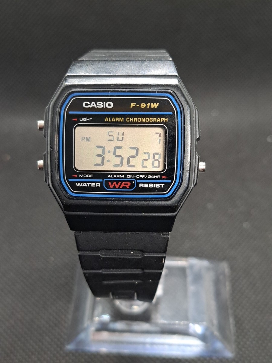 Casio F91W Black Resin Case, Black Resin Bracelet, Men's Watch