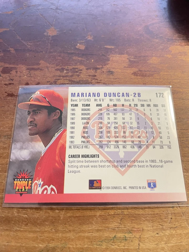 1994 Triple Play #172 Mariano Duncan *1414 - Image 2 of 2