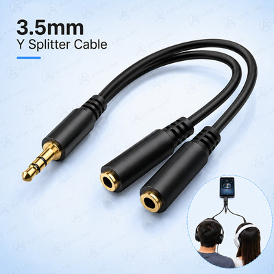3.5mm AUX Audio Mic Splitter 1 Male to 2 Female Gold Plated Headphone Cable