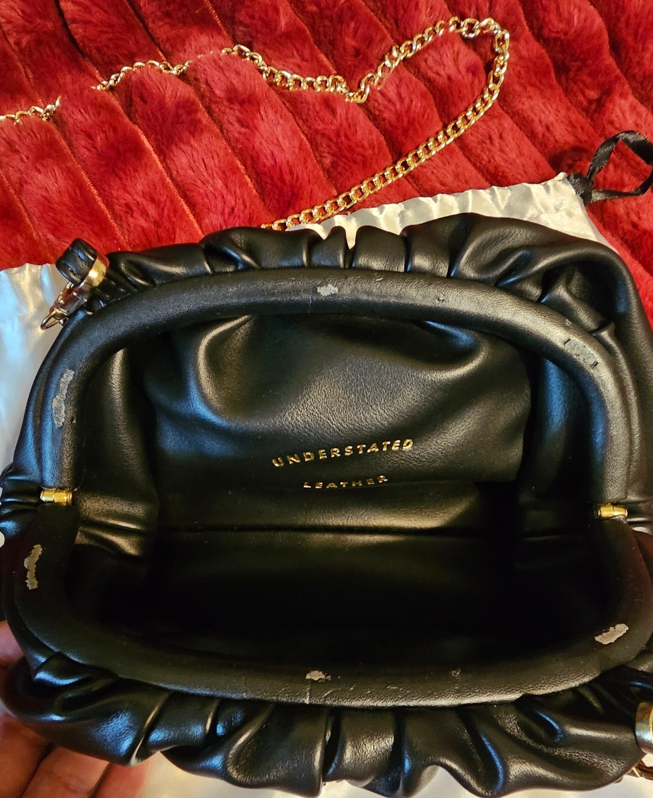 Understated Leather Black Gold Removable Chain Cr… - image 5