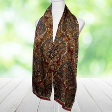 Vintage ECHO Silk Scarf Paisley Rectangle Oblong 11.5x58 Made In Japan Belt Sash