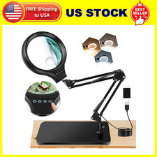 10X 30X Large Magnifying Glass with Light and Stand, 5-inch LED Lighted Magnifie
