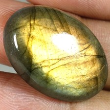 100 Natural Labradorite Oval Cabochon Loose Gemstones 27.75Cts 18x 26x 07mm
