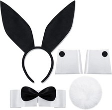 Bunny Halloween Costume Accessories - 5 PCS Ears Headband Tail Bow Tie...