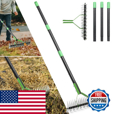 Uiabopz Thatch Rake 13 Wide Efficient Dethatcher Rake 55 Adjustable Long Handle
