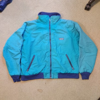 Lands End Jacket Mens XL Teal Blue Squall Jacket Bomber Fleece Lined USA Vintage