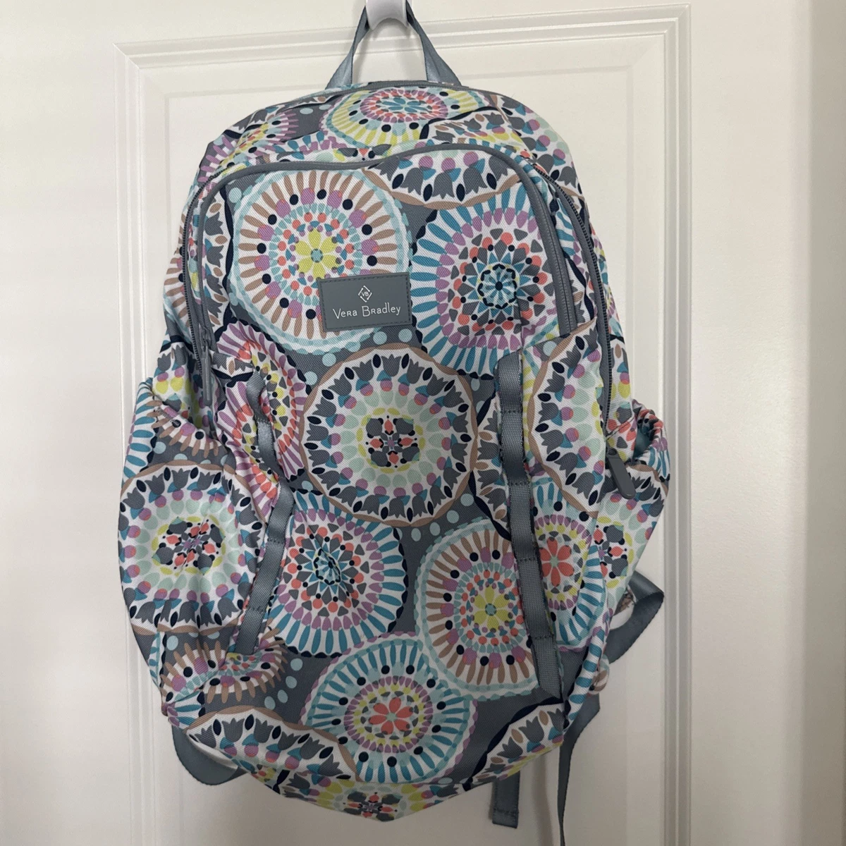Muted Pastels Pink Tan Woven Kilim Tapestry Backpack Leather Trim Boho Festival Leather & Kilim Tapestry Backpack Moroccan Boho Rucksack  main image 3