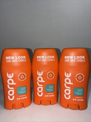 3 Sealed Carpe Clean Sport Antiperspirant Deodorant 1.76 Oz Each 