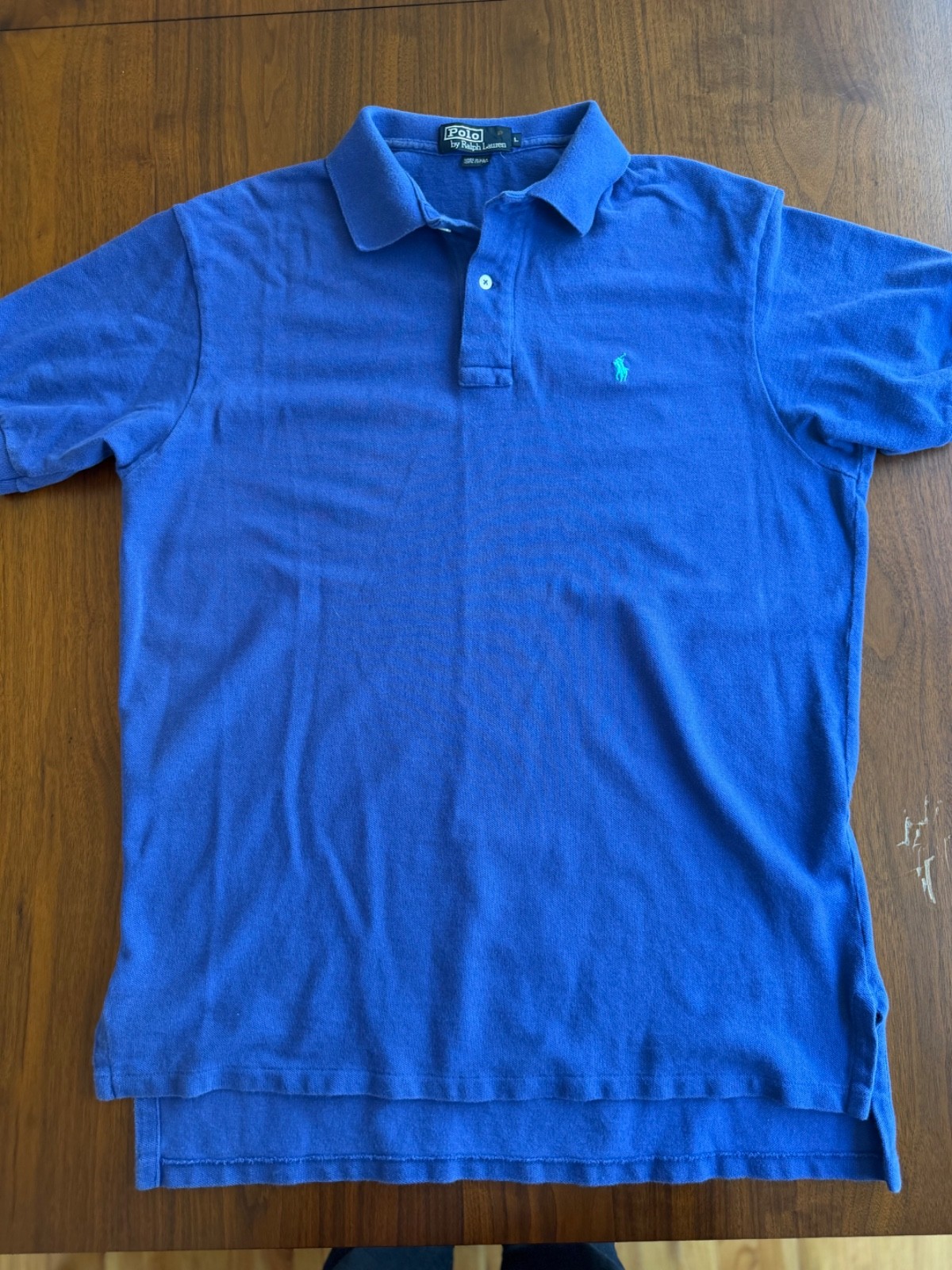 Vintage Polo Ralph Lauren Made in USA Blue Mesh Cotton Polo Shirt Mens L 