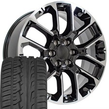 Black Machined Rpo Srv 22 Inch Rims Tires Fit Cadillac Gmc Chevy Black Machined Rpo Srv 22 Inch Rims Tires Fit Cadillac Gmc Chevy