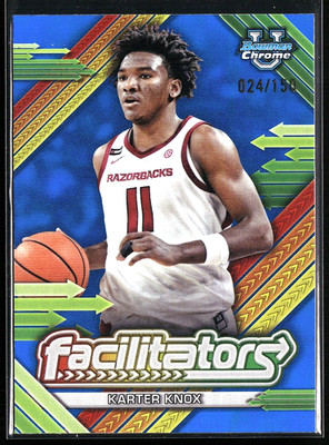 Karter Knox 2024-25 Bowman Chrome U Facilitators F-9 Blue Refractors /150 RC