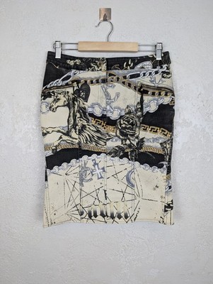 Roberto Cavalli FW 2003 Damen Archive Designer Astronomie Print Rock Größe S