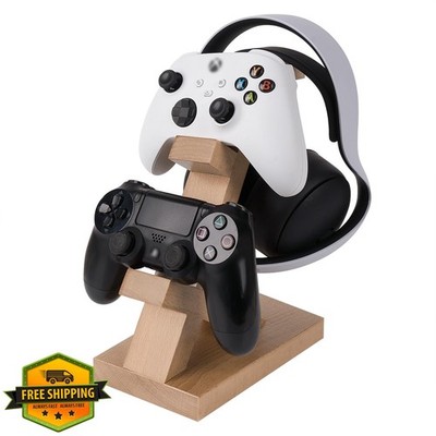 GEEKRIA Light Brown Wood Controller Headphone Stand