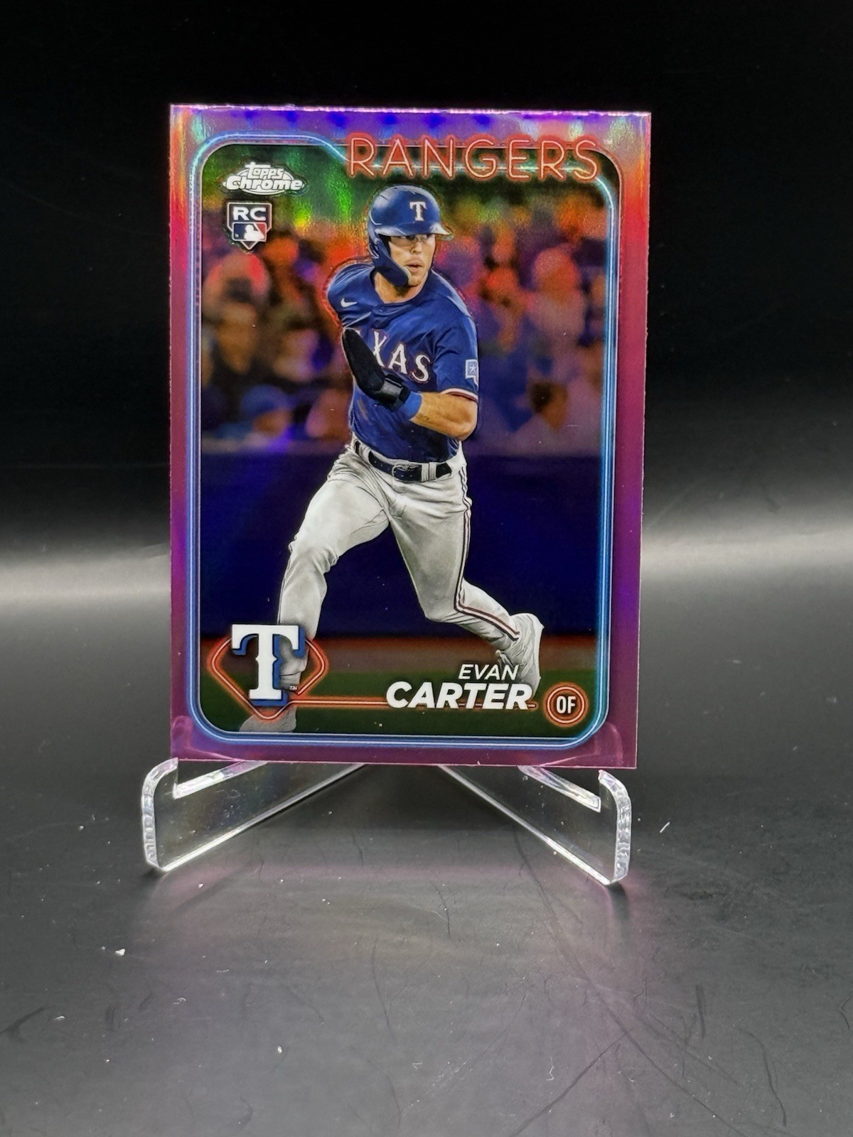 2024 Topps Chrome - Pink Refractor - Evan Carter RC - Rangers - #136
