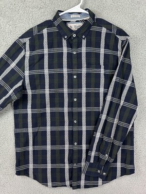 Penguin Shirt Mens Large Navy Green Plaid Button Down Heritage Slim Fit Casual