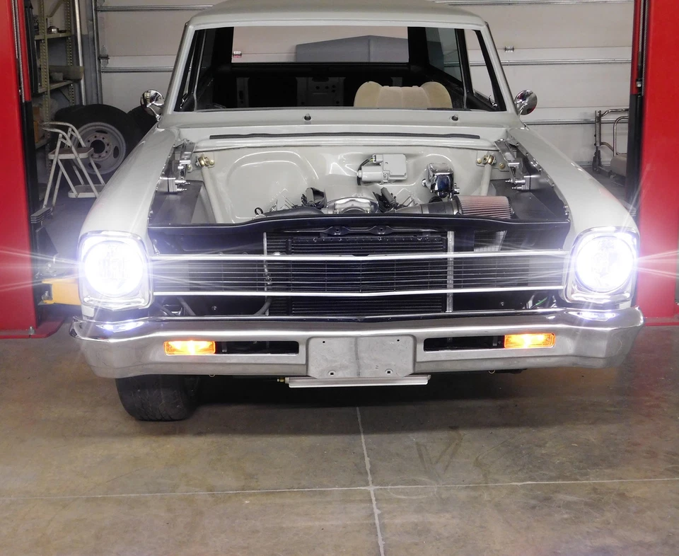 Se adapta a Plymouth Valiant 1963-1976 par de faros LED redondos de 7 pulgadas haz alto H4 Foto 3 de 4