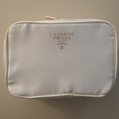 Prada La Femme ~ Satin Vanity Case Make-Up Beauty Bag ~ White ~ Rare ~ NWOB
