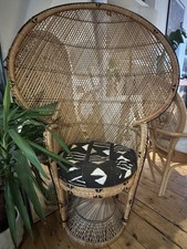 🌿 Vintage Peacock Rattan Chair – 1970s Boho Beauty 🌿