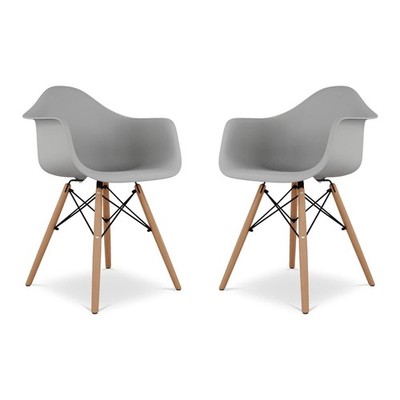 Aron Living Pyramid 17.5'' Plastic and Beech Wood Armchairs in Red (Set of 2)